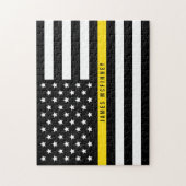 Thin Yellow Line Dispatcher American Flag Monogram Legpuzzel (Verticaal)