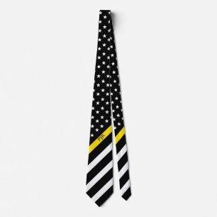 Thin Yellow Line Dispatcher American Flag Monogram Stropdas