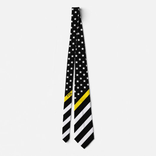 Thin Yellow Line Dispatcher American Flag Monogram Stropdas (Achterkant)