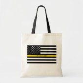 Thin Yellow Line Dispatcher American Flag Monogram Tote Bag (Voorkant)