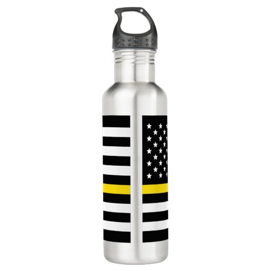 Thin Yellow Line Dispatcher American Flag Monogram Waterfles (Achterkant)