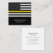 Thin Yellow Line Dispatcher American Flag Vierkante Visitekaartje (Voorkant / Achterkant)