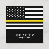 Thin Yellow Line Dispatcher American Flag Vierkante Visitekaartje (Voorkant)