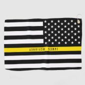 Thin Yellow Line Dispatcher Amerikaanse vlag Monog Golfhanddoek (Horizontaal)