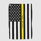 Thin Yellow Line Dispatcher Amerikaanse vlag Monog Golfhanddoek (Voorkant)