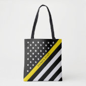 Thin Yellow Line Dispatcher Amerikaanse vlag Monog Tote Bag (Voorkant)