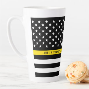 Thin Yellow Line Dispatcher Flag Monogram Groot Latte Mok
