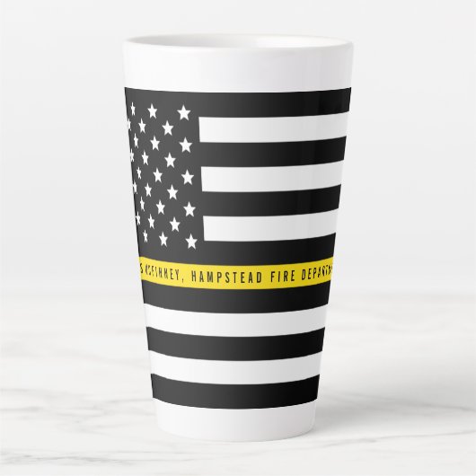 Thin Yellow Line Dispatcher Flag Monogram Groot Latte Mok (Voorkant)