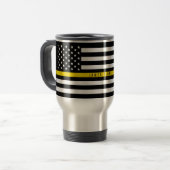 Thin Yellow Line Dispatcher Flag Monogram Groot Reisbeker (Voorkant links)