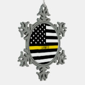 Thin Yellow Line Dispatcher Monogrammatica Name Tin Sneeuwvlok Ornament (Links)