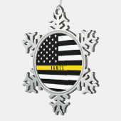 Thin Yellow Line Dispatcher Monogrammatica Name Tin Sneeuwvlok Ornament (Rechts)