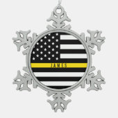 Thin Yellow Line Dispatcher Monogrammatica Name Tin Sneeuwvlok Ornament (Voorkant)