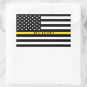 Thin Yellow Line Dispatchers vlag Aangepaste naam Rechthoekige Sticker (Tas)