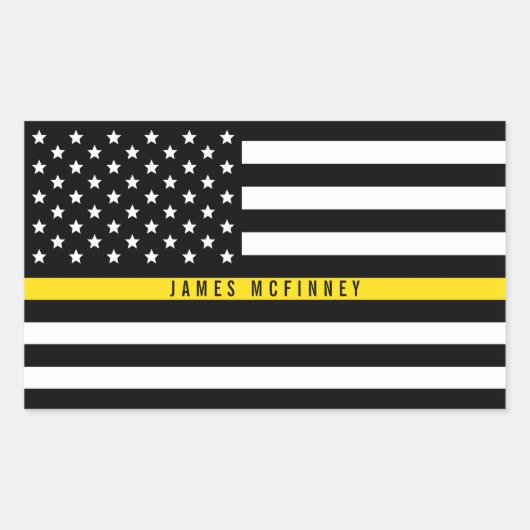 Thin Yellow Line Dispatchers vlag Aangepaste naam Rechthoekige Sticker (Voorkant)