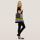 Thin Yellow Line Dispatchers vlag Aangepaste naam Tote Bag (Op model)