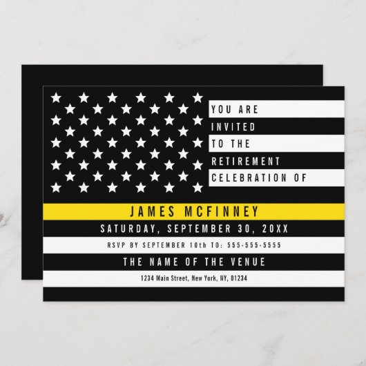 Thin Yellow Line Flag Dispatcher Retirement Party Kaart (Voorkant / Achterkant)