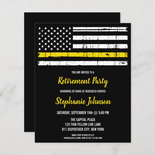 Thin Yellow Line Police 911 Verzender Retirement (Voorkant / Achterkant)