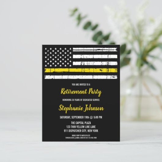 Thin Yellow Line Police 911 Verzender Retirement (Staand voorkant)