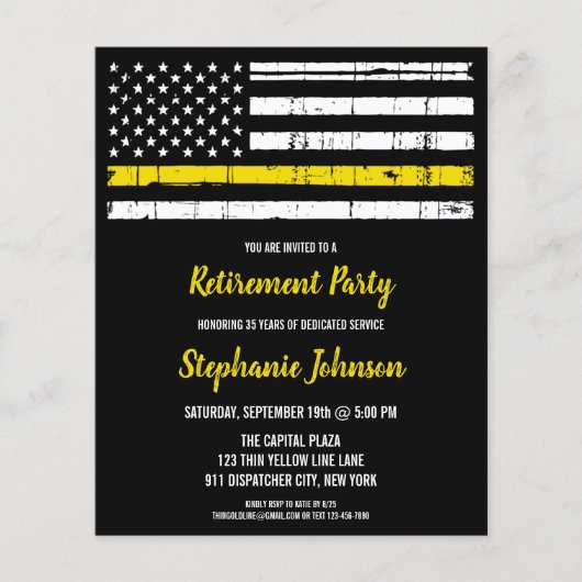 Thin Yellow Line Police 911 Verzender Retirement (Voorkant)