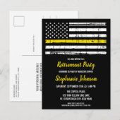 Thin Yellow Line Police Dispatcher Retirement Aankondigingskaart (Voorkant / Achterkant)