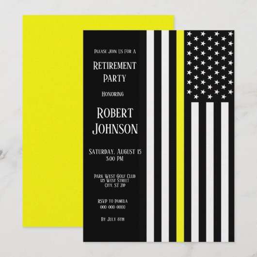 Thin Yellow Line Retirement Kaart (Voorkant / Achterkant)