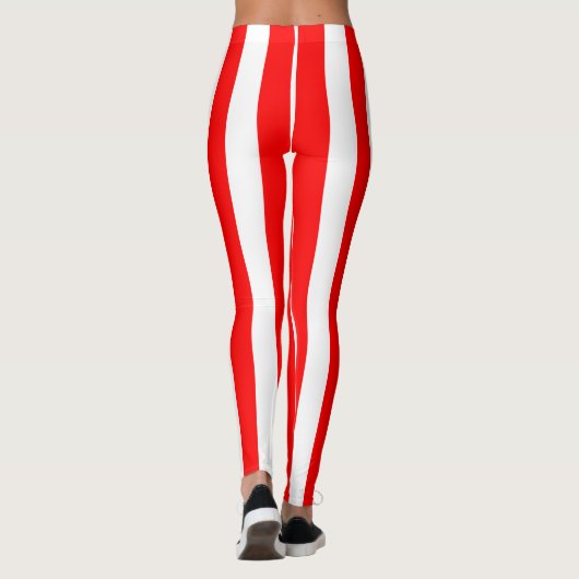 THINER RED WHITE VERTICAL STRIPE LEGGINGS (Achterkant)