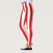 THINER RED WHITE VERTICAL STRIPE LEGGINGS (Links)