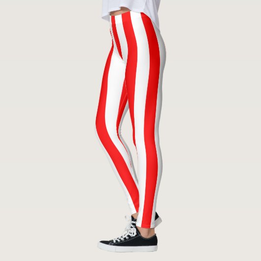 THINER RED WHITE VERTICAL STRIPE LEGGINGS (Links)
