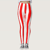 THINER RED WHITE VERTICAL STRIPE LEGGINGS (Voorkant)