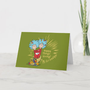 Thing één Thing twee Happy Things-Giving! Kaart