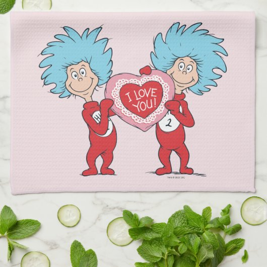 Thing één Thing twee Ik hou van jou Theedoek (Gevouwen)