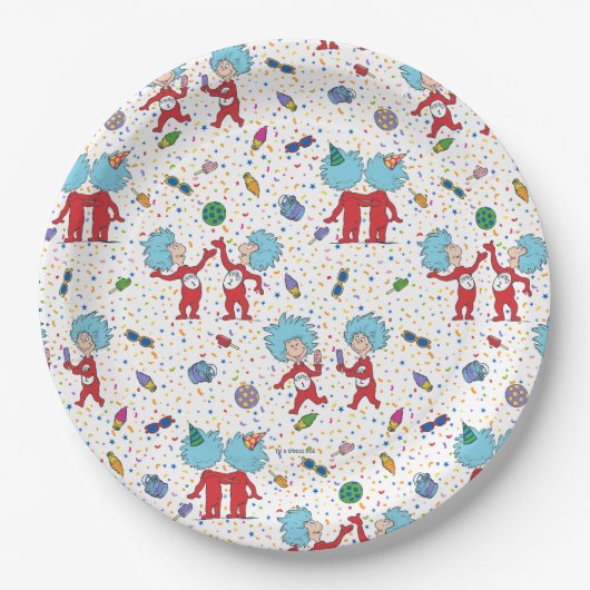 Thing One Thing Two Feest Patroon Papieren Bordje (Voorkant)