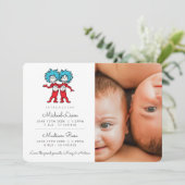Thing One Thing Two Tweeling Baby Geboorte Aankond Kaart (Staand voorkant)