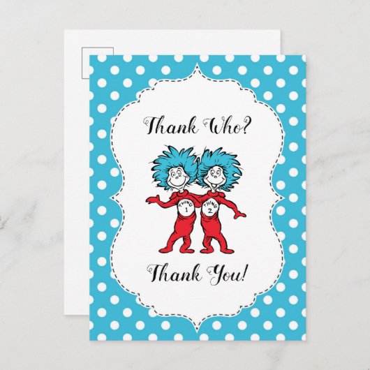 Thing One Thing Two | Tweeling Baby Shower Bedankt Briefkaart (Voorkant / Achterkant)