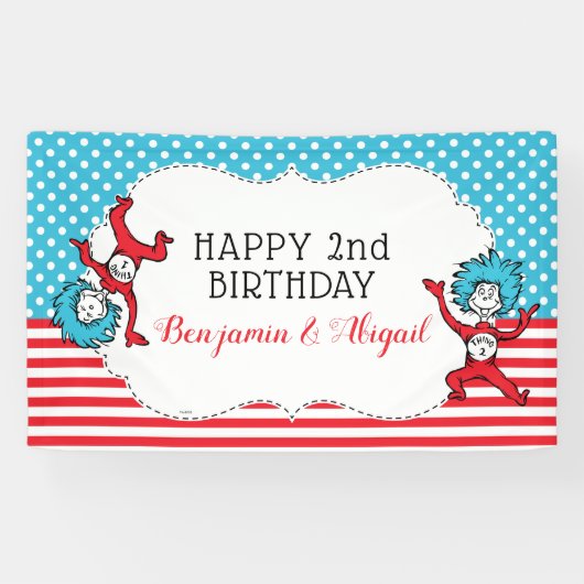 Thing One Thing Two | Tweeling Verjaardag Spandoek (Horizontaal)