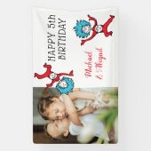 Thing One Thing Two Twins Verjaardag Voeg je foto  Spandoek (Verticaal)