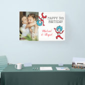 Thing One Thing Two Twins Verjaardag Voeg je foto  Spandoek (Beurs)