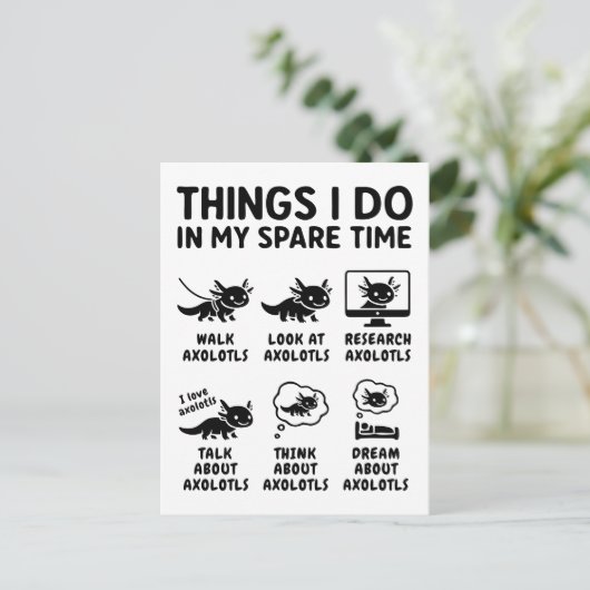 Things I Do In My Spare Time Axolotl Hobby Feestdagenkaart (Staand voorkant)