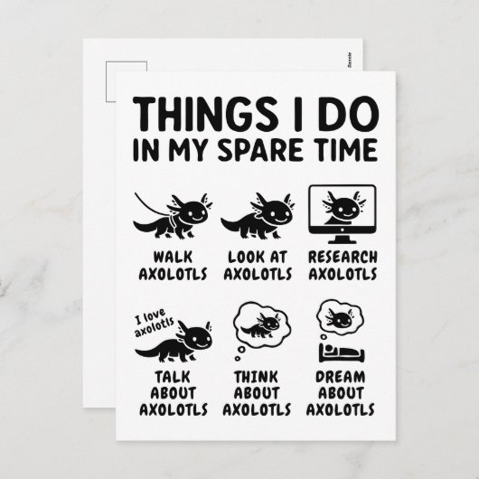 Things I Do In My Spare Time Axolotl Hobby Feestdagenkaart (Voorkant / Achterkant)