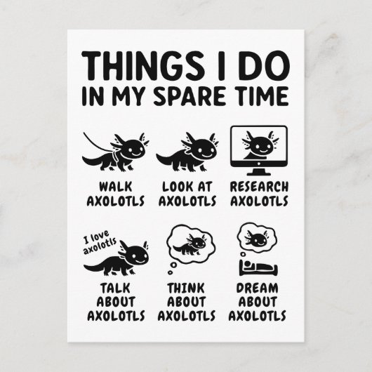 Things I Do In My Spare Time Axolotl Hobby Feestdagenkaart (Voorkant)