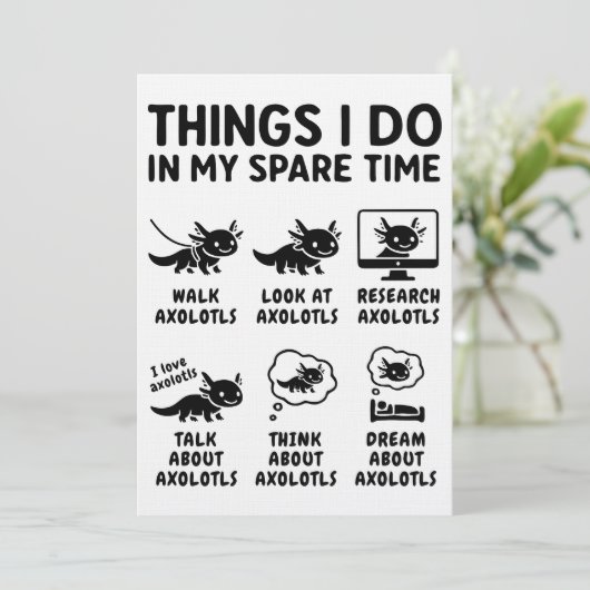 Things I Do In My Spare Time Axolotl Hobby Kaart (Staand voorkant)