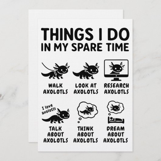 Things I Do In My Spare Time Axolotl Hobby Kaart (Voorkant / Achterkant)