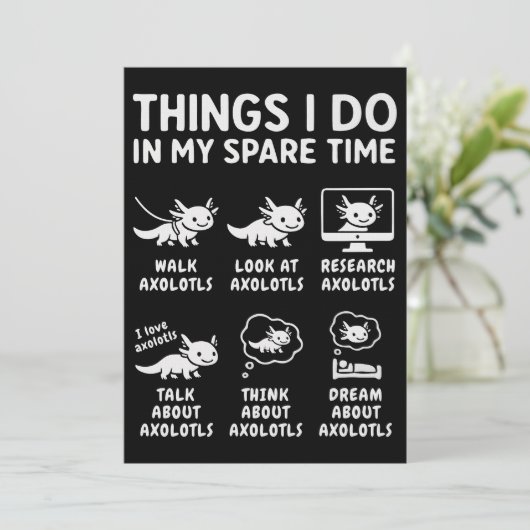 Things I Do In My Spare Time Axolotl Hobby Kaart (Staand voorkant)