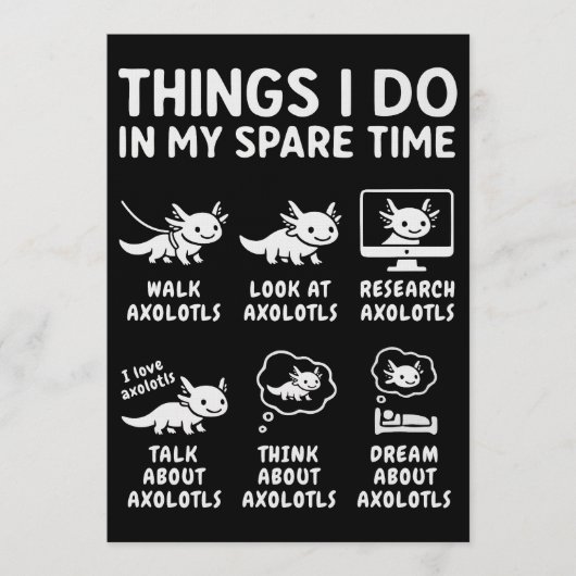 Things I Do In My Spare Time Axolotl Hobby Kaart (Voorkant)