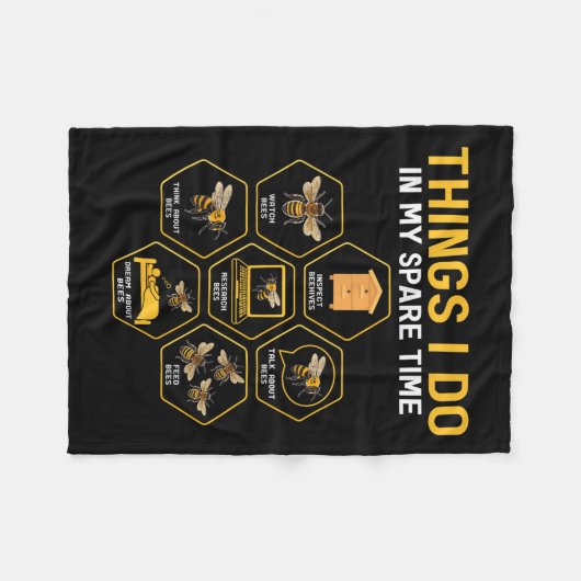 Things I Do In My Spare Time Bee Beekeeper Beekeen Fleece Deken (Voorkant (Horizontaal))