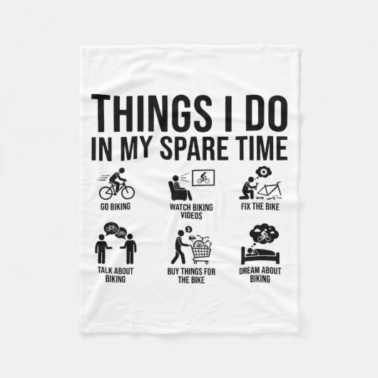 Things I Do In My Spare Time Bicycle Cycling Lover Fleece Deken (Voorkant)