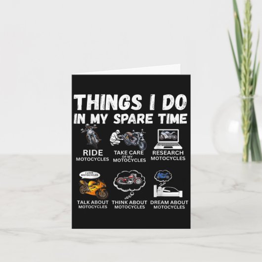 Things I Do In My Spare Time Biker Motorcycle Ride Kaart (Voorkant)