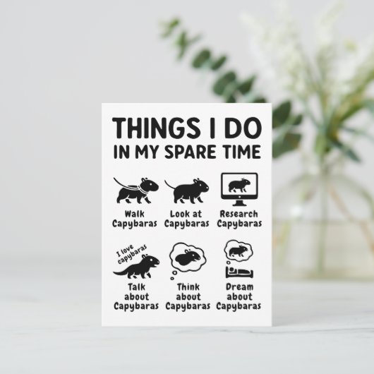 Things I Do In My Spare Time Capybara Funny Pet Briefkaart (Staand voorkant)