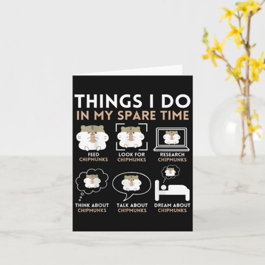 Things I Do In My Spare Time Chipmunk Lover Funny  Kaart (Gele Bloem)