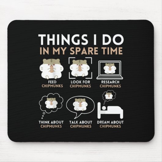 Things I Do In My Spare Time Chipmunk Lover Funny Muismat (Voorkant)